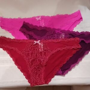 NWOT Lace Trim Women's Cheekini Panties - Red, Pink, Purple